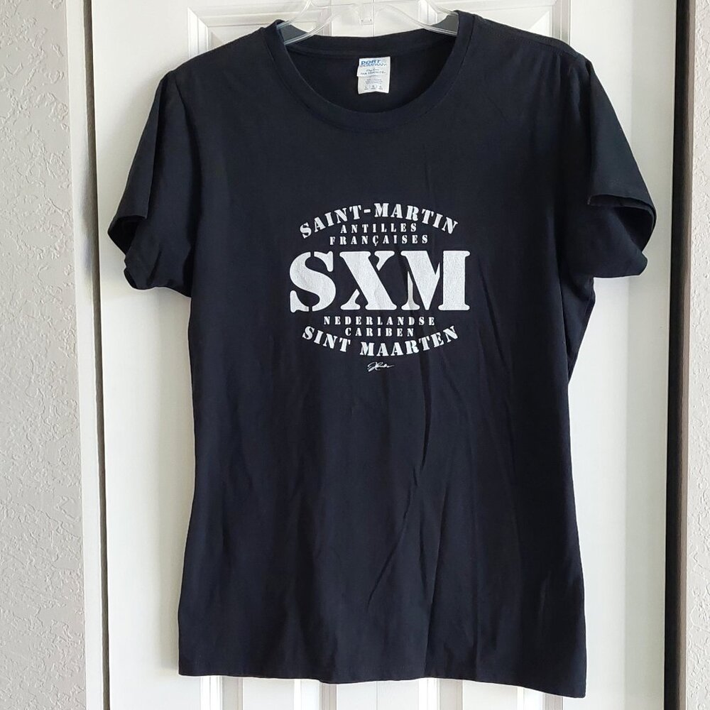Saint Martin/Sint Maarten SXM Black & White Women's T-Shirt Size L